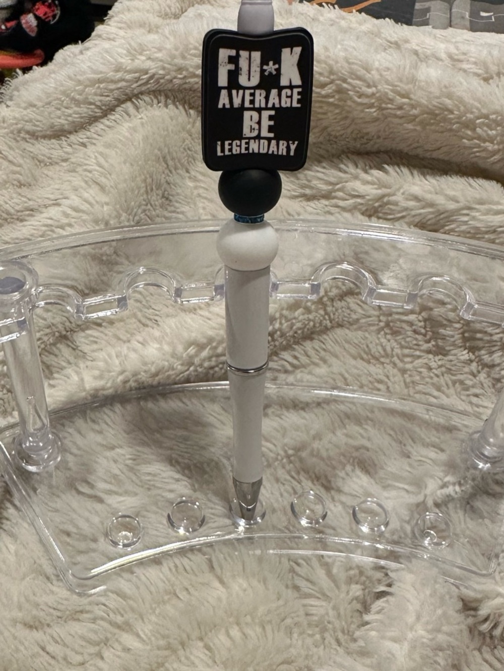 Be Legendary Pen with Bold Top Charm - Black & White